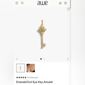 Awe Inspired Emerald Evil Eye Key Amulet Pendant